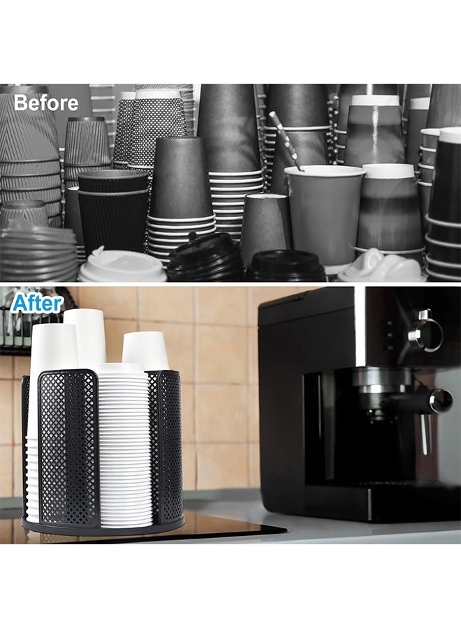 Paper Cup and Lid Holder Storage, Organizer Coffee Cup Dispenser for Countertop, Breakroom, Coffee Station, Buffet, Kitchen Cabinet Black - Image 4