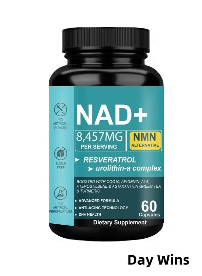فوز اليوم مكمل NAD 8,457 مجم قوة إضافية ليبوسومال، شاي أخضر + أستازانتين للنساء والرجال، ريسفيراترول، CoQ10، حمض ألفا ليبويك (60 كبسولة) - Image 1
