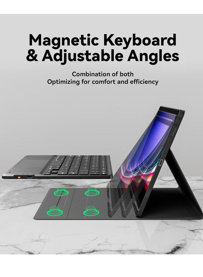 English and Arabic Keyboard Case for Samsung Galaxy Tab  S9 FE 5g Case with Keyboard, Galaxy Tab S9 Keyboard Case, 7 Color Backlit Touchpad Keyboard with Pencil Holder, Magnetic Detachable, for Galaxy Tab S9 FE 10.9/S9 11, - Image 3