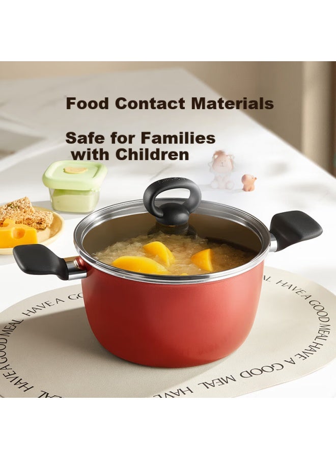 Supor Fun Color Non-stick Soup Pot 3-4 People Baby Food Pot Milk Pot Pearl Red 20cm Soup Pot Jd Self-operated - Image 2