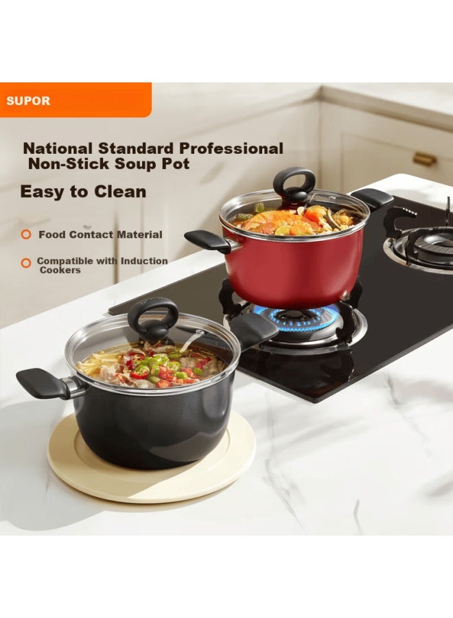 Supor Fun Color Non-stick Soup Pot 3-4 People Baby Food Pot Milk Pot Pearl Red 20cm Soup Pot Jd Self-operated - Image 1