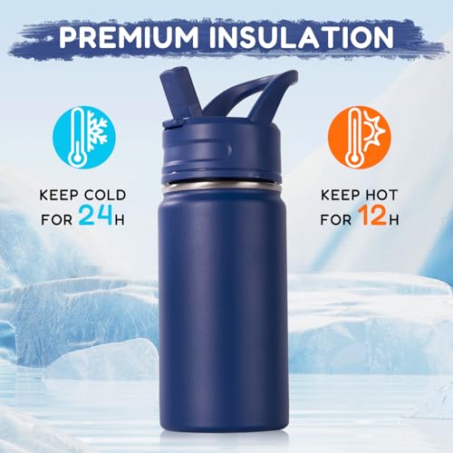 Fijinhom 12oz Kids Water Bottle for School, Toddler Water Bottles with Straws, Insulated Water Bottles for Boys&Girls, Stainless Steel Vacuum Insulated Bottle for Kids, Leak-Proof, BPA-Free, Blue - Image 5