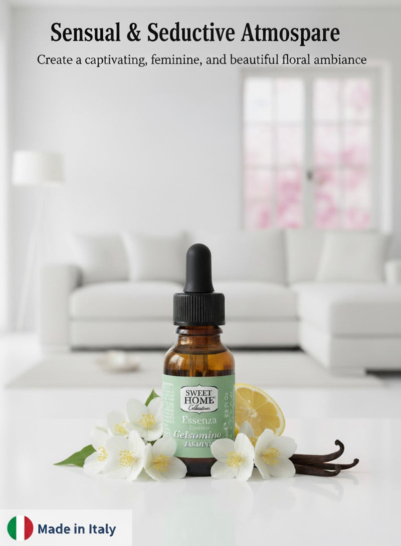 سويت هوم إسنسز - زيت عطري برائحة الياسمين، ١٥ مل | رائحة زهرية تدوم طويلًا للمنزل والمكتب ومعطرات الجو | رائحة الياسمين النقية والرومانسية والمهدئة للاسترخاء والانتعاش والعلاج العطري - Image 3