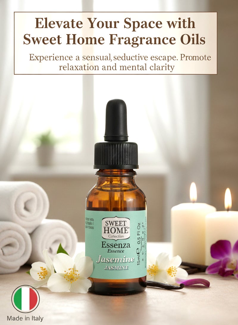 سويت هوم إسنسز - زيت عطري برائحة الياسمين، ١٥ مل | رائحة زهرية تدوم طويلًا للمنزل والمكتب ومعطرات الجو | رائحة الياسمين النقية والرومانسية والمهدئة للاسترخاء والانتعاش والعلاج العطري - Image 5