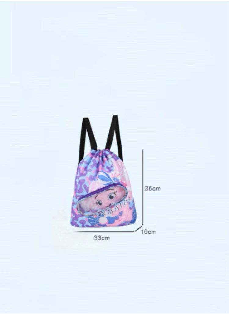 Generic - Purple Children's Swimming Backpack - Dry-Wet Separation, Shoe Compartment, Waterproof Drawstring, Beach Travel Essential Small Bags - Image 1