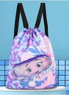 Purple Children's Swimming Backpack - Dry-Wet Separation, Shoe Compartment, Waterproof Drawstring, Beach Travel Essential Small Bags