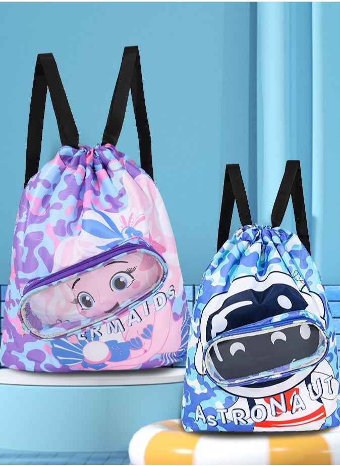 Generic - Purple Children's Swimming Backpack - Dry-Wet Separation, Shoe Compartment, Waterproof Drawstring, Beach Travel Essential Small Bags - Image 1