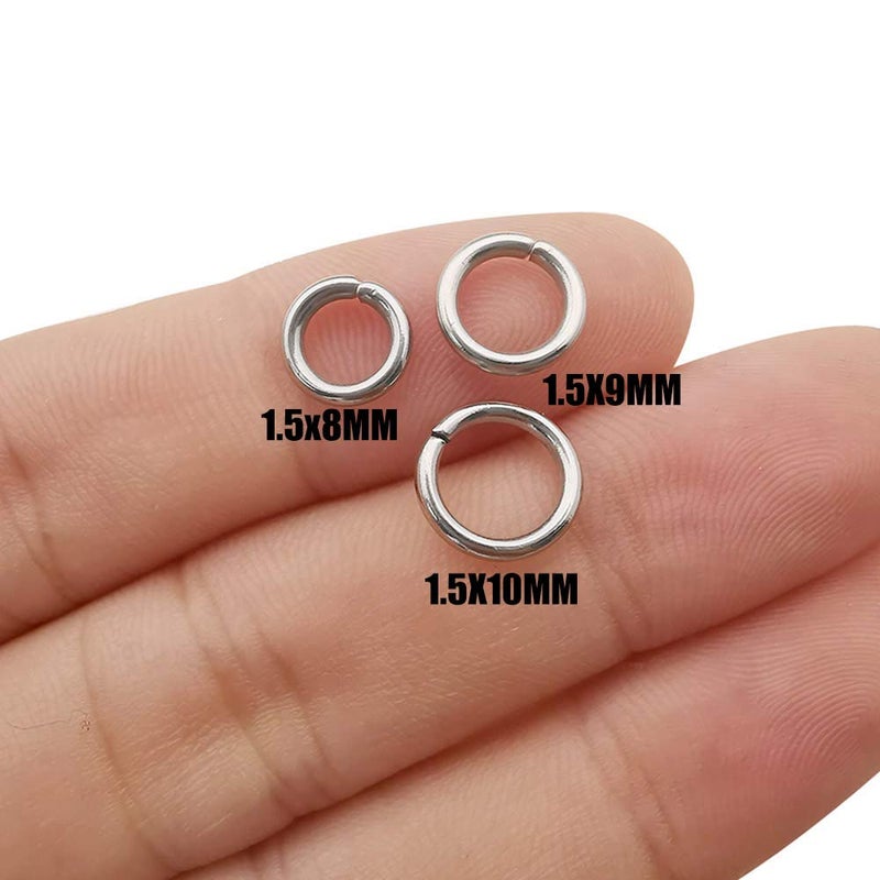 WOCRAFT 300pcs Mix 8mm 9mm 10mm Stainless Steel Thick Strong Rings Jump Rings Connector Rings for Jewelry Making Necklaces Bracelet Earrings Keychain DIY Craft (M536) - Image 2