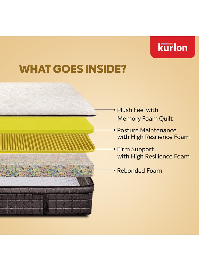Kurlon Mermaid Medium Firm Memory Foam Mattress |Rebonded Foam Core for Spinal Support |Durable HR Foam & Quilted Comfort Top | 10 year warranty | 200x180x25 - Image 4