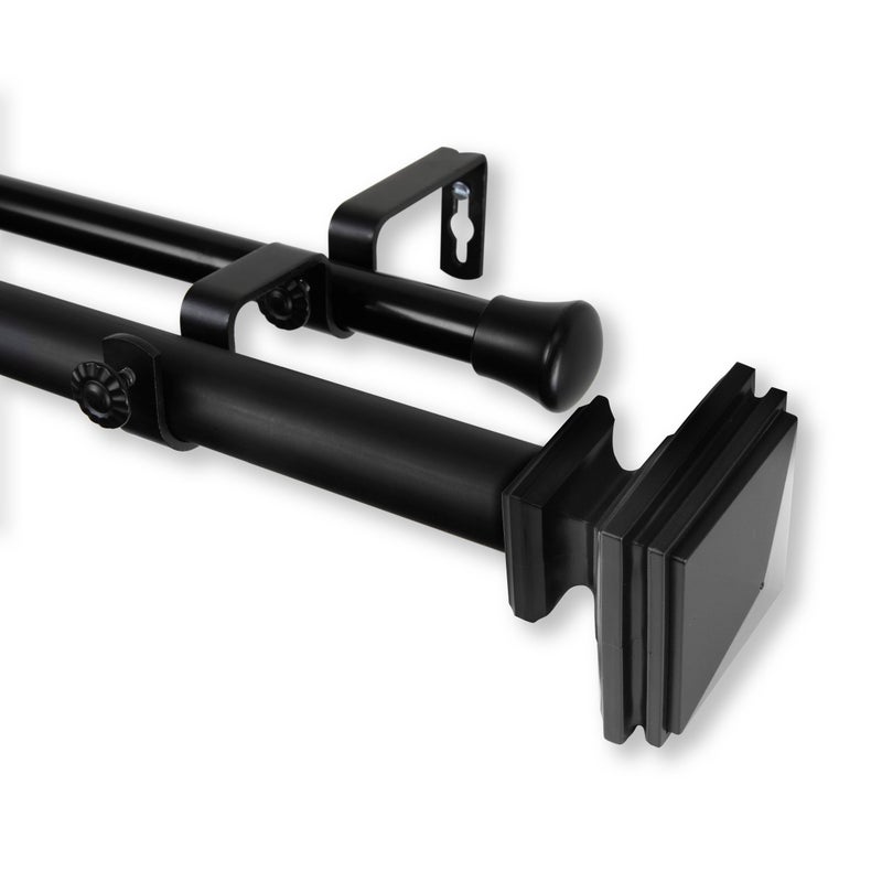 Rod Desyne Rod Desyne 10036992D Bedpost 1 OD 120170 inchBlack Double Curtain Rod Set 120170 