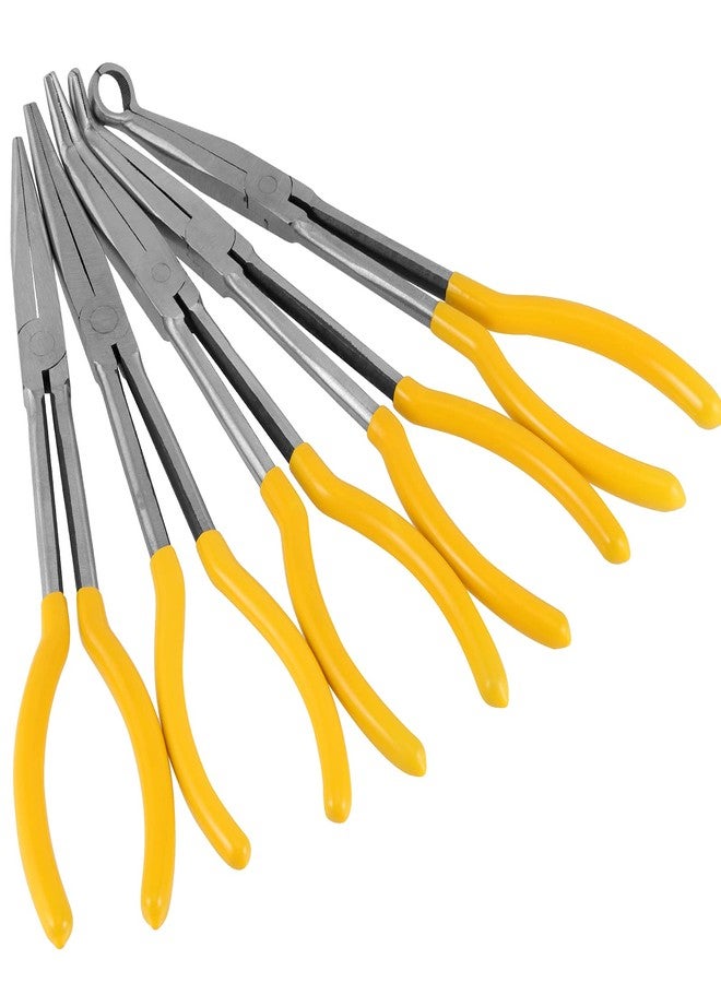 HAKZEON 5 PCS 11 Inch Long Reach Hose Grip Pliers, Long Needle Nose Pliers Set, Straight, 25/ /45/90 Degrees and Round Plier, Offset Spark Plug Boot Removal Plier - Image 1