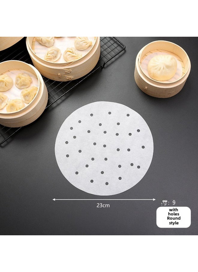 Generic Food Grade Disposable Steamer Paper Non-stick Steaming Paper Household Steamed Bun Paper For Steamed Bread Air Fryer Paper-Color:500 Tablets (family Half A Year Available)-Specifications:9 Inches (23cm)  - Image 1