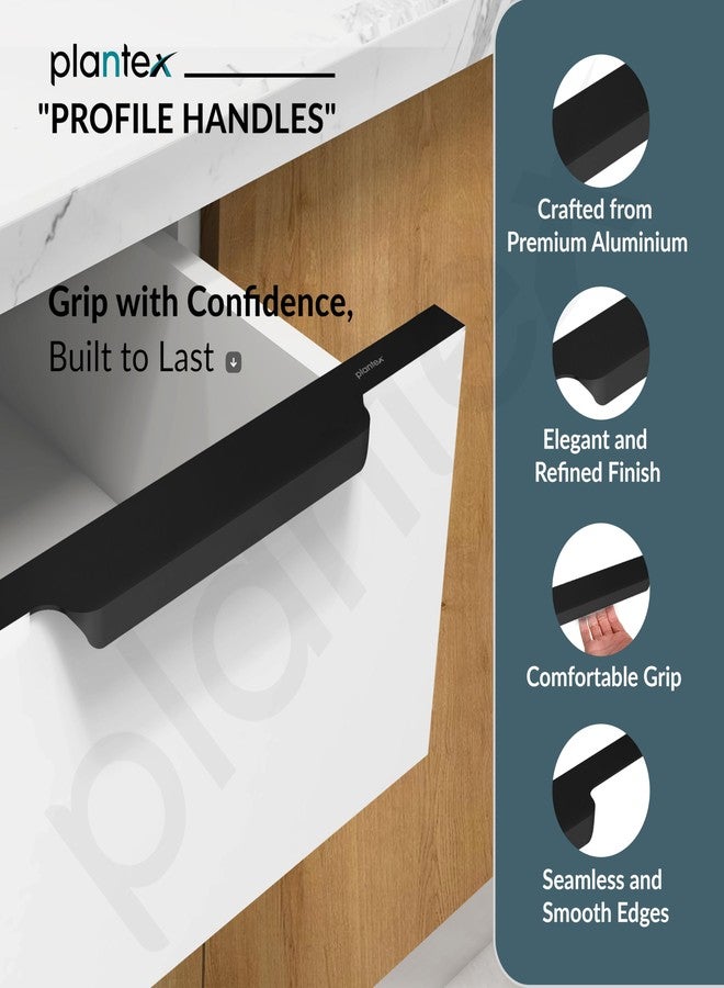 Plantex Profile Handle for Kitchen Cabinet/12 Inch Aluminium Drawer Profile Handle/Wardrobe Pull Handle for Home/Office/Hotel - Pack of 5 (Black) - Image 4