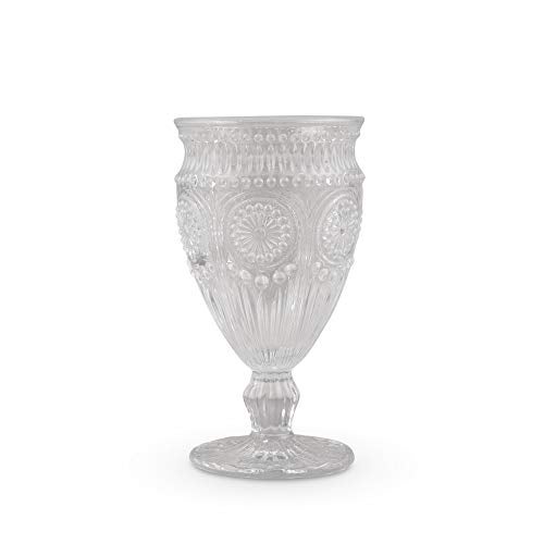 Weddingstar Vintage Inspired Pressed Glass Goblet, Clear - Image 1