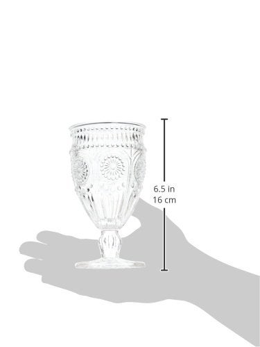 Weddingstar Vintage Inspired Pressed Glass Goblet, Clear - Image 3
