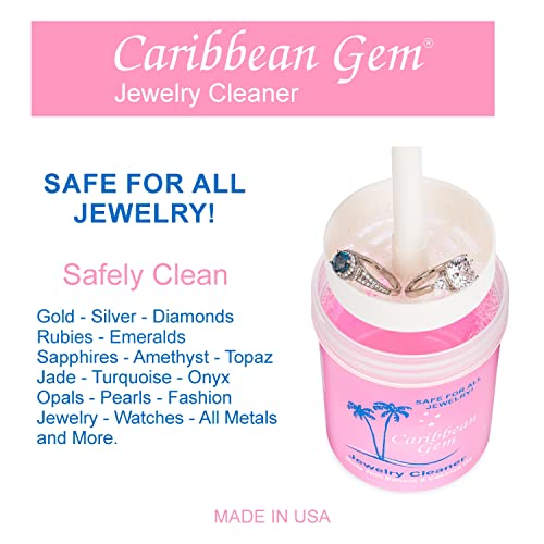 Caribbean Gem Jewelry Cleaner Kit 8oz with Basket, Brush & Polishing Cloth - All Purpose Jewelry Cleaner Solution for Gold, Silver, Diamonds, Rings, Necklaces, Gems, Precious Stones & Metals - Image 4