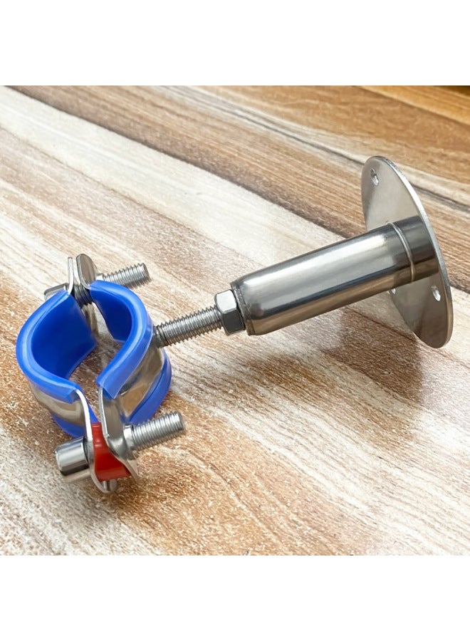 304 Stainless Steel Adjustable Pipe Bracket With Blue Anti-skid Gasket Fixed Gas Pipe Pipe Card-Specification Model:Φ32-34 Columns High 150-200 With Pad  - Image 2