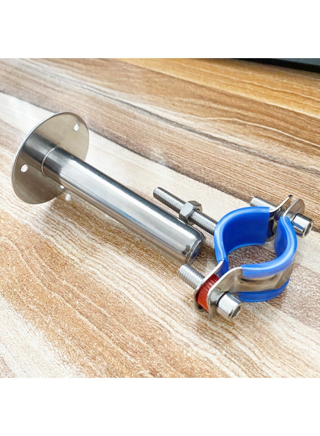 304 Stainless Steel Adjustable Pipe Bracket With Blue Anti-skid Gasket Fixed Gas Pipe Pipe Card-Specification Model:Φ32-34 Columns High 150-200 With Pad  - Image 3