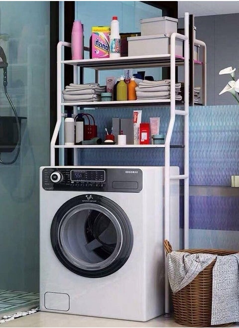 3-Tier Stainless Steel Washing Machine Shelf Unit, White
