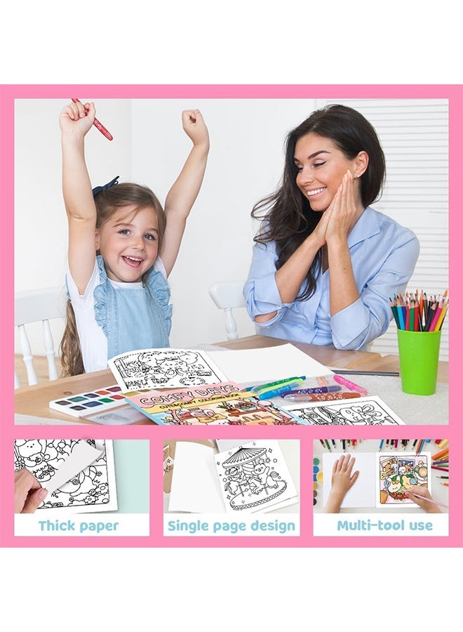 GIFT 40-Page Cute Cartoon Coloring Book for Kids - Stress Relief & Creative Fun, Black and White Drawing Pages for Boys Girls, Perfect for Early Learning & Art Activities(Comfy Days) - Image 2