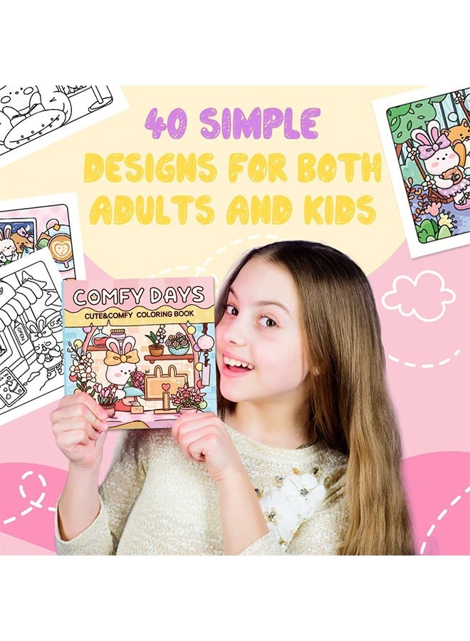 GIFT 40-Page Cute Cartoon Coloring Book for Kids - Stress Relief & Creative Fun, Black and White Drawing Pages for Boys Girls, Perfect for Early Learning & Art Activities(Comfy Days) - Image 4