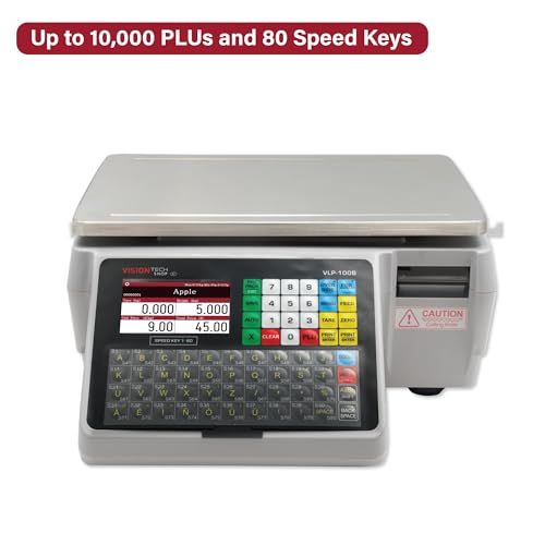 VisionTechShop VLP-100B Label Printing Scale, Capacity 30/60lb Readability 0.01/0.02lb, NTEP Legal for Trade, English, Spanish Available - Image 5