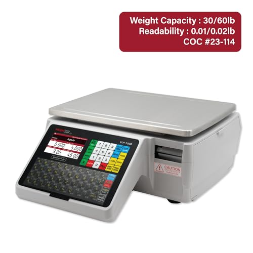 VisionTechShop VLP-100B Label Printing Scale, Capacity 30/60lb Readability 0.01/0.02lb, NTEP Legal for Trade, English, Spanish Available - Image 4
