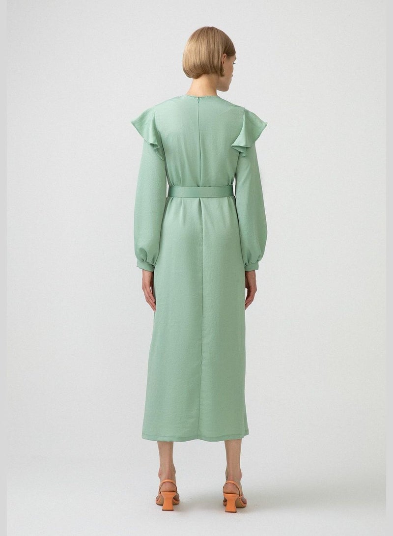 Touche فستان بتفاصيل كشكش مع حزام - Image 5