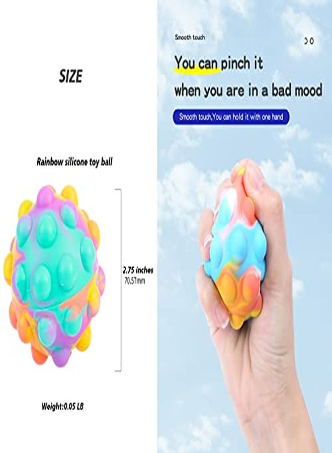 Pop Stress Balls Fidget Blocks Toy Silicone Push Bubble Squeeze Stress Relief Novelty Simple Sensory Dimple Toys,for Kids Children Adults Autism Anxiety Decompression(Mix Color,Pack of 4) - Image 2