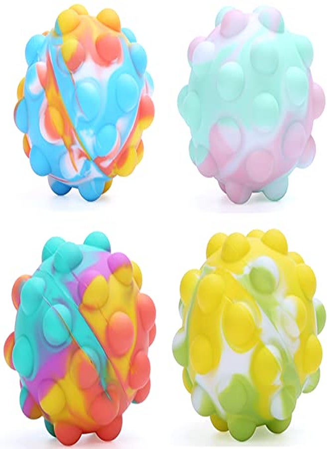 Pop Stress Balls Fidget Blocks Toy Silicone Push Bubble Squeeze Stress Relief Novelty Simple Sensory Dimple Toys,for Kids Children Adults Autism Anxiety Decompression(Mix Color,Pack of 4) - Image 1