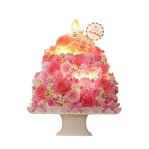 Tcamp Birthday Cards, Pop Up Happy Birthday Card with Music and Light, 3D Floral Birthday Card Birthday Gifts for Women Wife Mom Daughter Sister Friends Girls Kids - Image 1