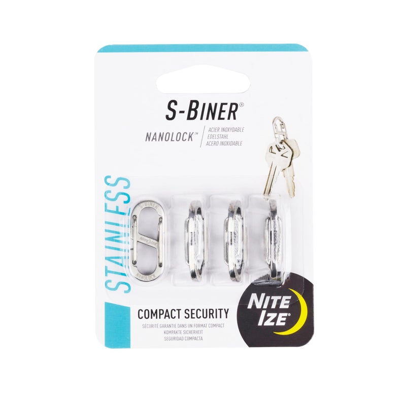 Nite Ize S-Biner NanoLock - Mini Stainless Steel Carabiner for Compact Security - Features Narrow Openings & Dual Spring Gates - Organize & Secure Keys with Ease - 4 Pack - Image 1