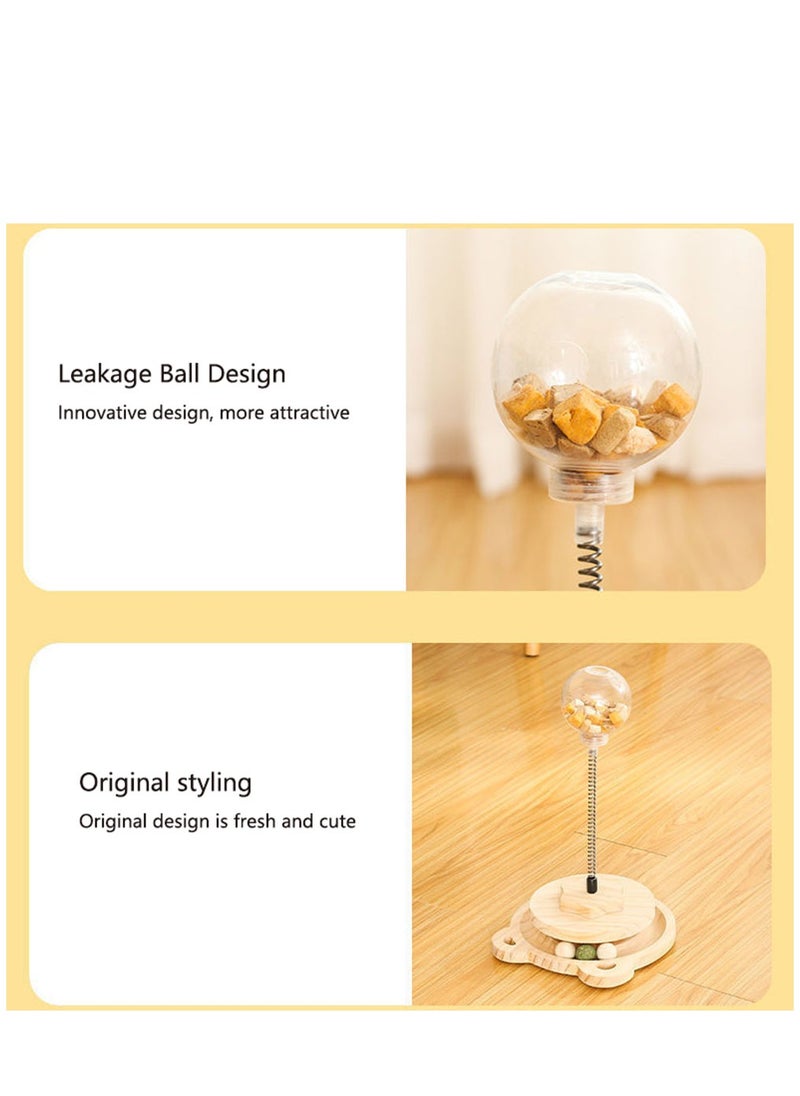 Arabest Cat Toy Wooden Track Balls Turntable, Funny Roller Spring-Loaded Leaky Food Toy, Interactive Toys for Cats  - Image 3