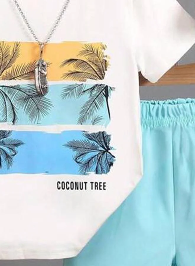 Take Two Take Two Boys White Graphic T-Shirt and Shorts Set