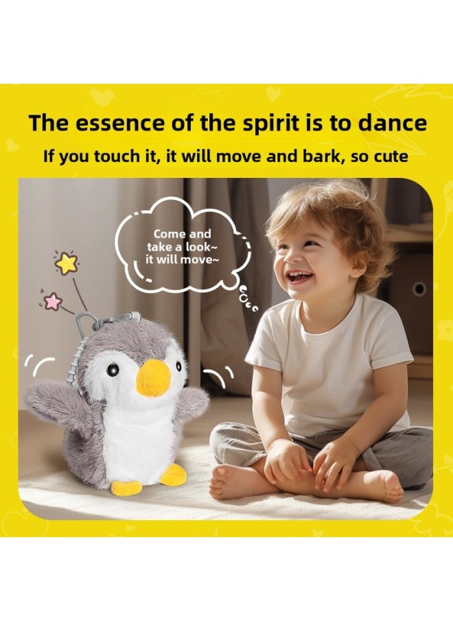 Children's Simulation Cartoon Electric Penguin Doll Plush Schoolbag Pendant Key Chain Will Be Called Wings Vibration Gift-Color:Electric Parrot-yellow [rechargeable Version]  - Image 4