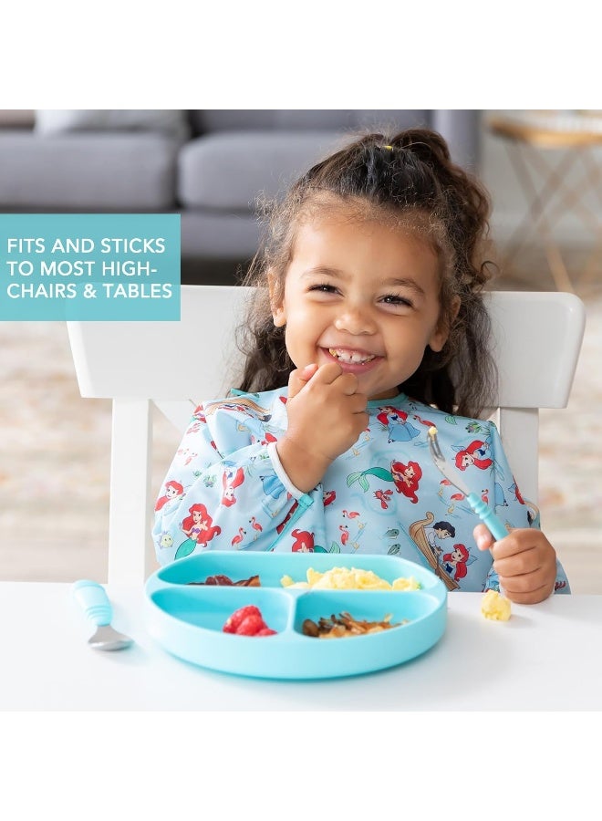 Bumkins Silicone Grip Dish Suction Plate Divided Plate Baby Toddler Plate BPA Free Microwave Dishwasher Safe 2pk, Gray and Blue - Image 4