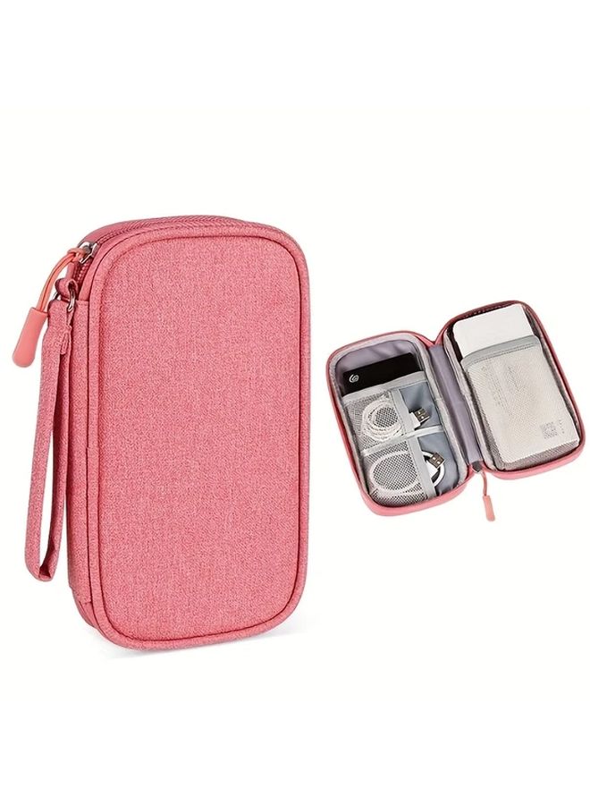 Pink Waterproof Digital Accessory Storage Bag For Power Bank Hard Drive USB Cable Travel - Image 1