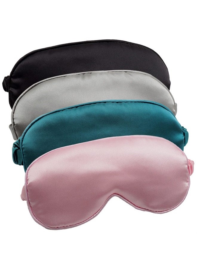 LERSVICVIL Sleep Mask 4 Pack Silk Eye Cover Soft Satin Blindfold Elastic Strap Night Eyeshade Travel Nap for Women Men  - Image 1