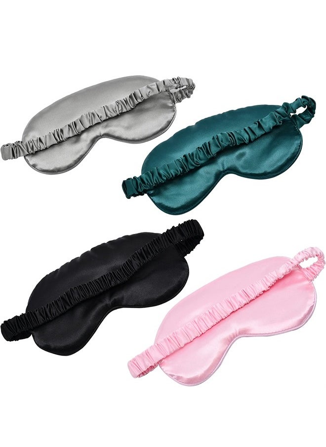 LERSVICVIL Sleep Mask 4 Pack Silk Eye Cover Soft Satin Blindfold Elastic Strap Night Eyeshade Travel Nap for Women Men  - Image 2