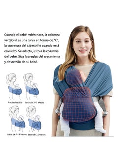 Gonice Gonice Child Baby Carrier Elastic Sling Scarf - Child Baby Carrier, Ergonomic Baby Sling, for Children from 0 to 15 KG, 100% Breathable Cotton with Polyester (Blue)  - Image 4