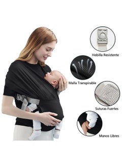 Gonice Gonice Child Baby Carrier Elastic Sling Scarf - Child Baby Carrier, Ergonomic Baby Sling, for Children from 0 to 15 KG, 100% Breathable Cotton with Polyester (Blue)  - Image 3