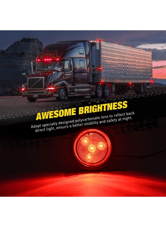 Nilight Nilight 5Pcs Red Round Trailer Led Marker Clearance Light 4 Led Flush Mount With Plug Grommet Pigtail Hardwired For Trailer Truck Rv  - Image 4