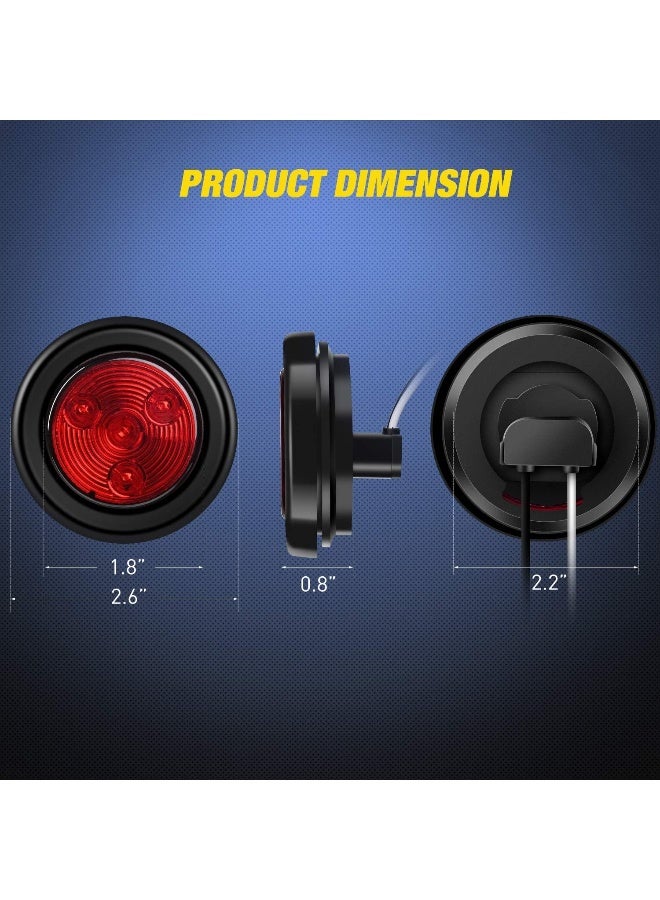 Nilight Nilight 5Pcs Red Round Trailer Led Marker Clearance Light 4 Led Flush Mount With Plug Grommet Pigtail Hardwired For Trailer Truck Rv  - Image 2