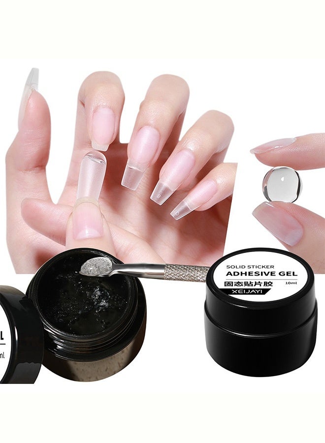 XEIJAYI Solid Nail Glue Gel, No-Sticky Adhesive for Press On Nails & Acrylic Tips, UV/LED Cured, Long-Lasting Bond, DIY Nail Art Salon Use 10ml - Image 1