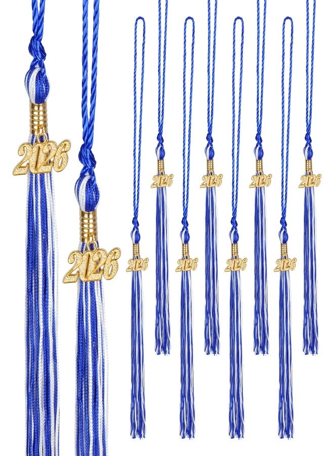 Marrywindix Class of 2026 Graduation Tassels 10 Pack Blue and White Long Tassels with Gold Charm for Honors Bachelor Doctoral Grad Cap Ceremony Decorations Souvenir Memorial - Image 1