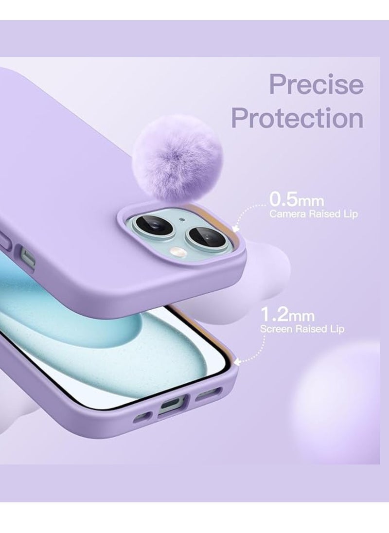 Yuwell iPhone 15 Case Silicone Phone Case Shockproof Protective Case Cover Anti-Scratch Microfiber Lining 4 Layers Ultra Slim iPhone Case 6.1 Inch iPhone 15 Silicone Case Purple  - Image 4