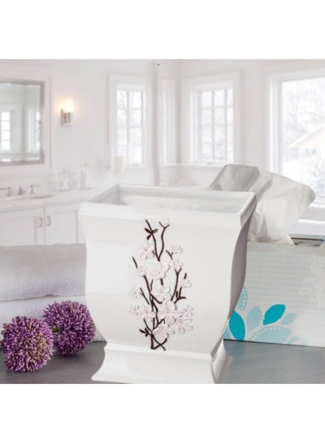 Creative Scents Vanda White Trash Can 1.48 Gal / 5.6L - Decorative Designed Wastebasket - Durable Small Bathroom Trash Can - Waste Basket for Bathroom, Powder Room, Bedroom Or Living Room Decor - Image 5