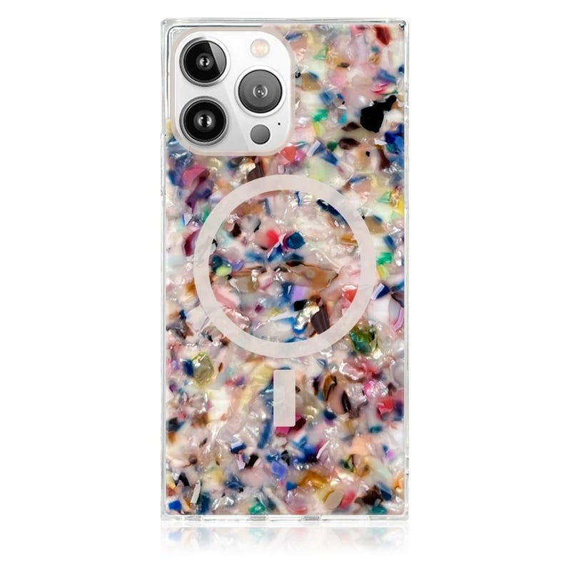 Flaunt Official Square Protective Case Compatible with iPhone 15 Pro Max Compatible with MagSafe Wireless Charging DropTested Rainbow Confetti Tortoise Shell - Image 2