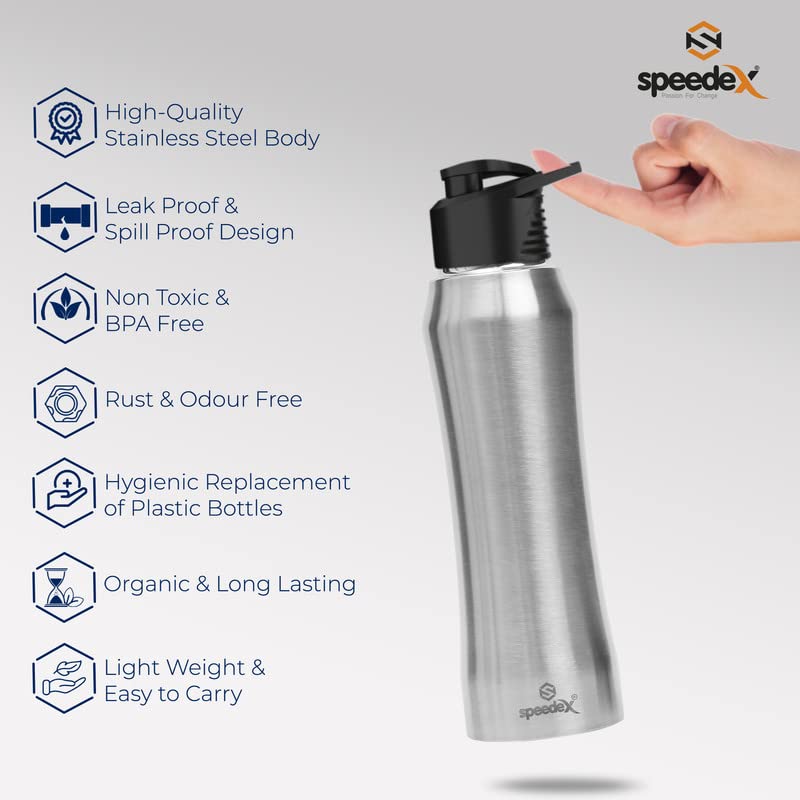 Speedex Stainless Steel Matt Water Bottle 1 Litre with Sipper Cap – Leak-Proof, Durable, Lightweight | Ideal for Kids, Adults, Office, School, Travel | Pack of 2, Set of 2, Combo of 2 (1000ml Each) - Image 3