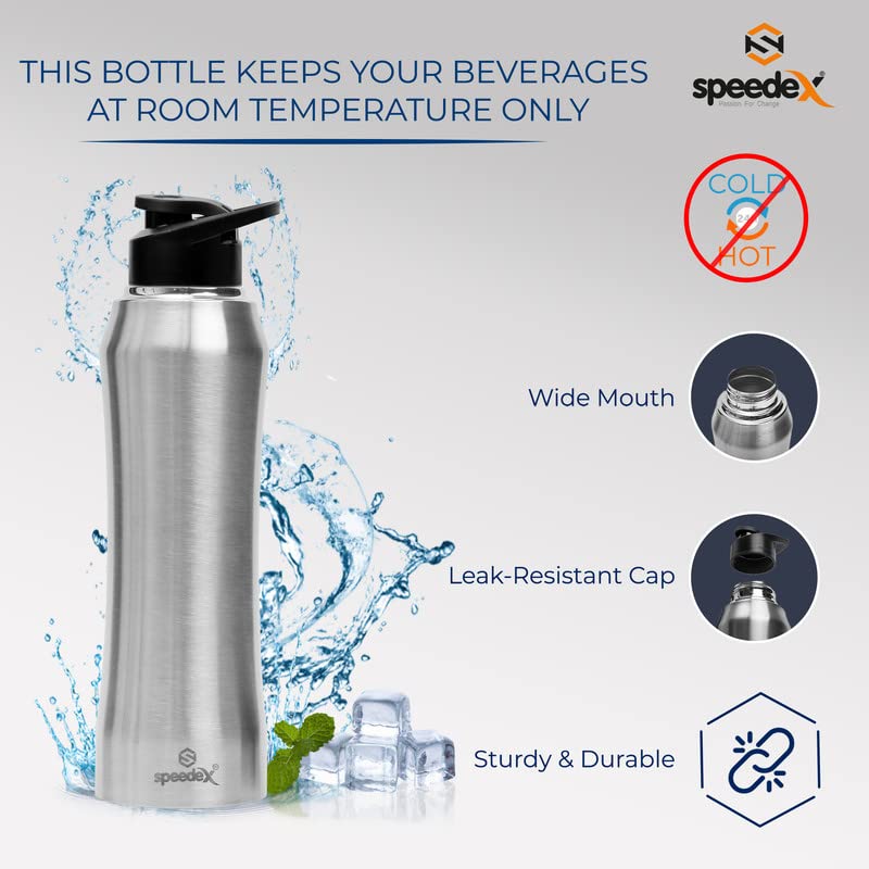 Speedex Stainless Steel Matt Water Bottle 1 Litre with Sipper Cap – Leak-Proof, Durable, Lightweight | Ideal for Kids, Adults, Office, School, Travel | Pack of 2, Set of 2, Combo of 2 (1000ml Each) - Image 5